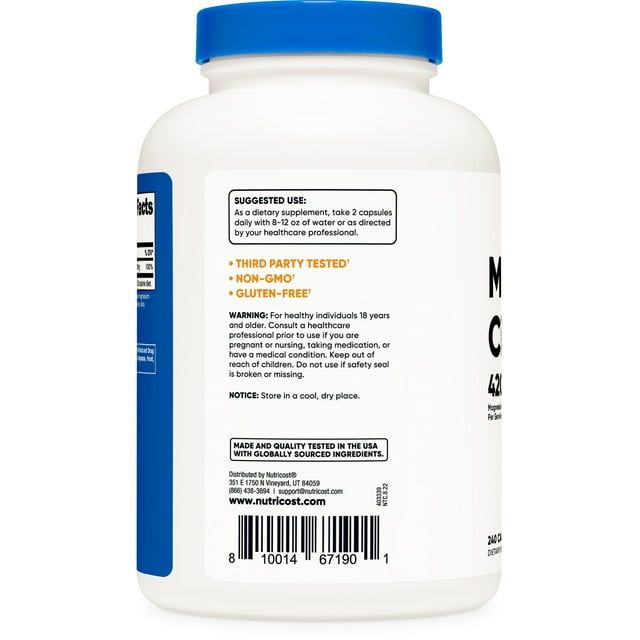 Nutricost Magnesium Citrate 420mg, 60 Servings, 240 Capsules - Non-GMO, Gluten Free Supplement